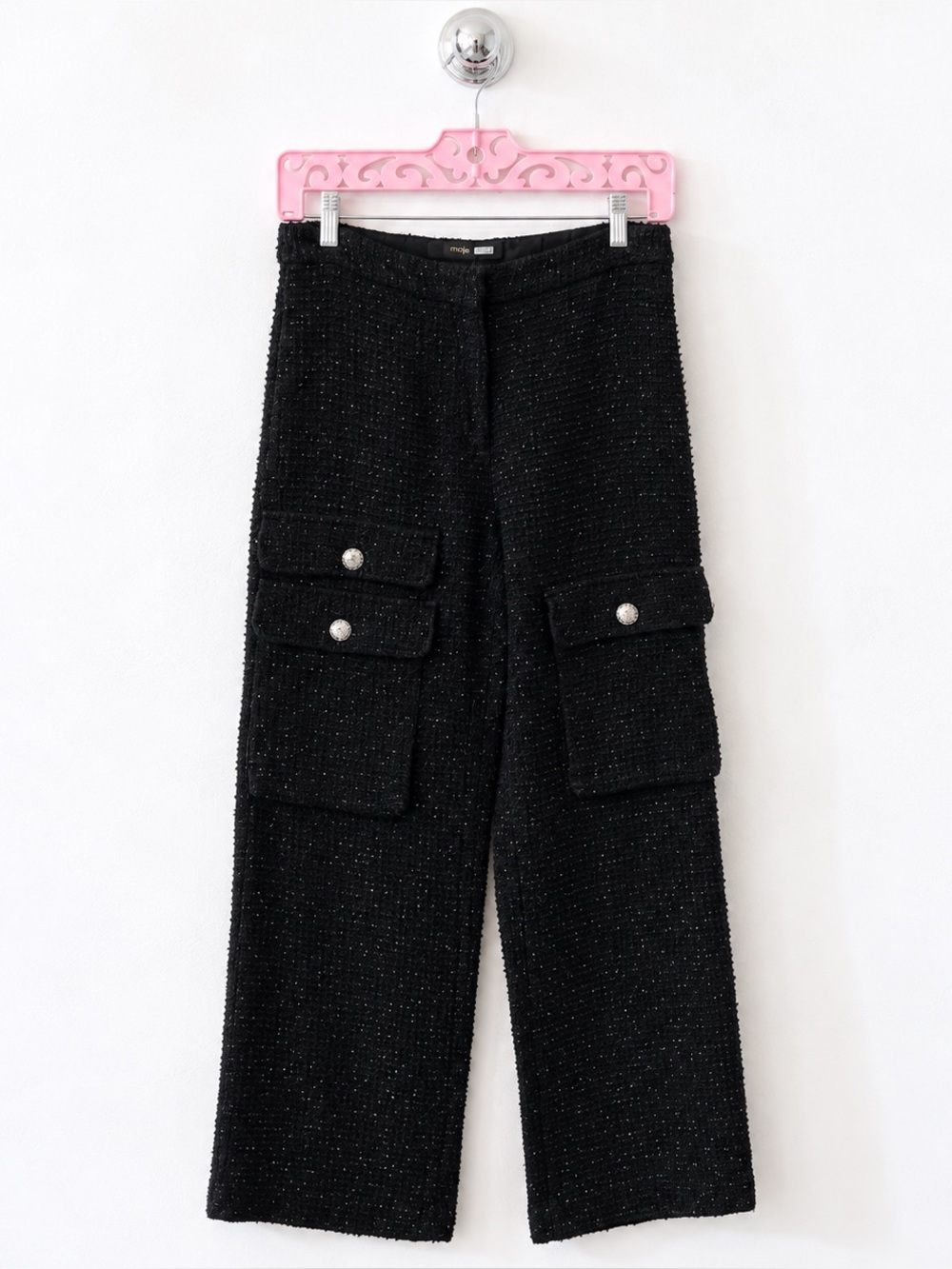 MAJE  Flared Metallic Tweed Cargo Pants